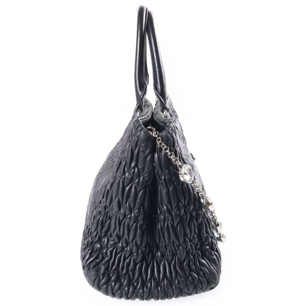 Miu Miu Nappa Crystal Matelasse 2-Way Shoulder Bag Leather Black — view 3