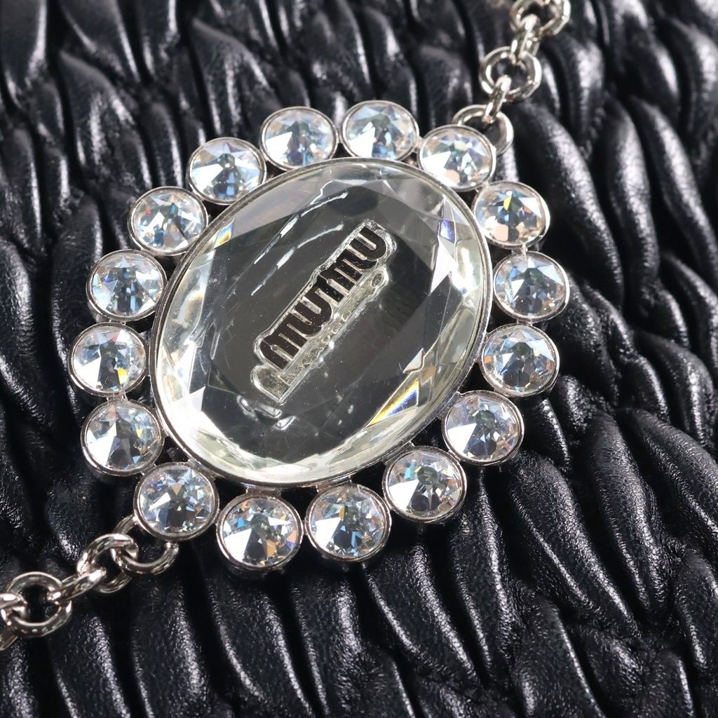 Miu Miu Nappa Crystal Matelasse 2-Way Shoulder Bag Leather Black — view 7