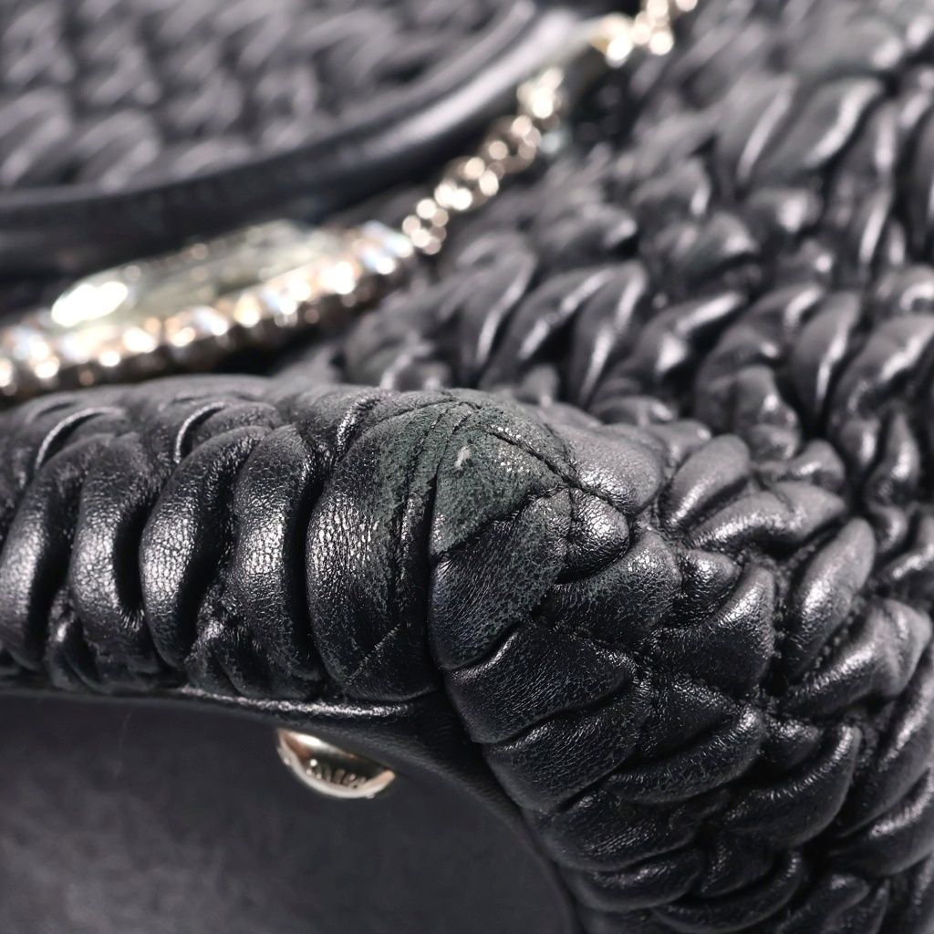 Miu Miu Nappa Crystal Matelasse 2-Way Shoulder Bag Leather Black — view 5