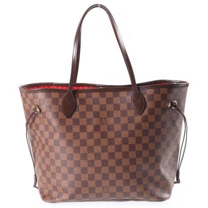 Louis Vuitton Neverfull MM Tote Bag Damier Ebene Leather Brown