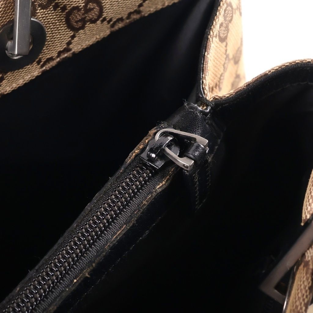 Gucci Bamboo Tote Back Handbag GG Canvas Brown — view 7