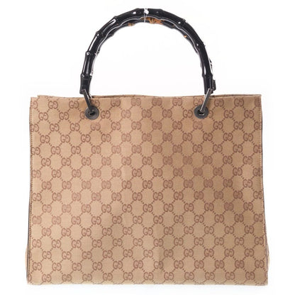 Gucci Bamboo Tote Back Handbag GG Canvas Brown