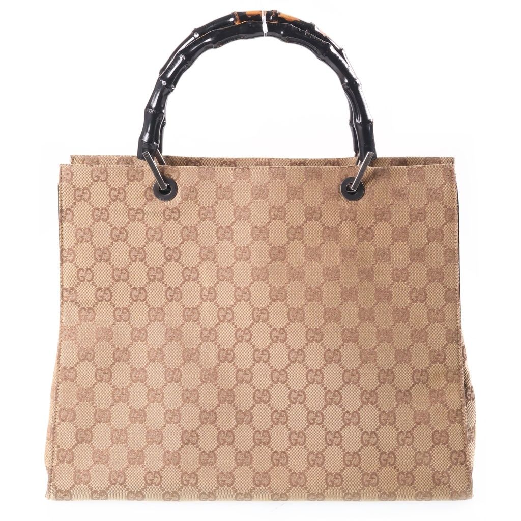Gucci Bamboo Tote Back Handbag GG Canvas Brown — view 2