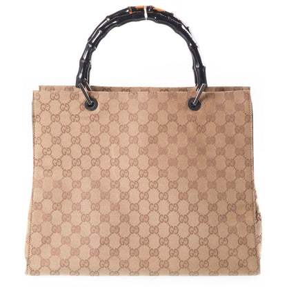 Gucci Bamboo Tote Back Handbag GG Canvas Brown — view 2