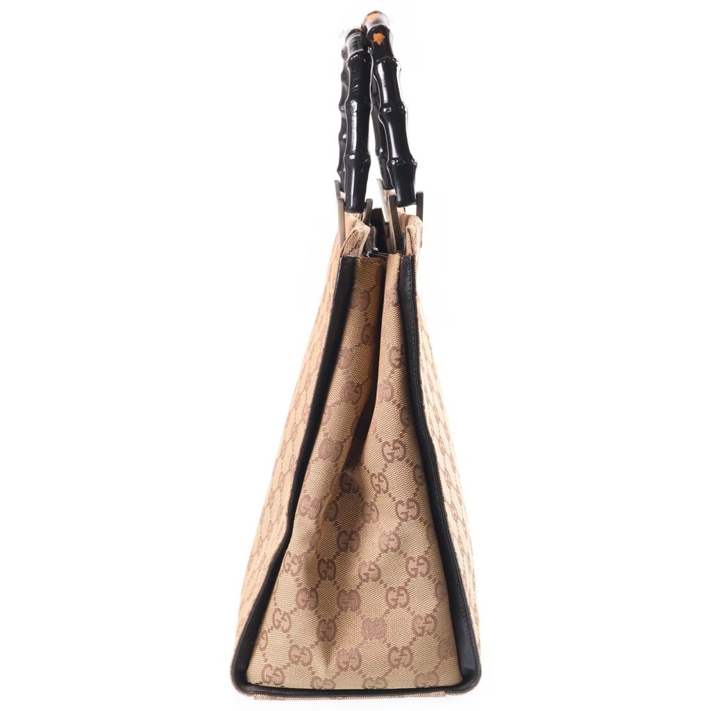 Gucci Bamboo Tote Back Handbag GG Canvas Brown — view 3