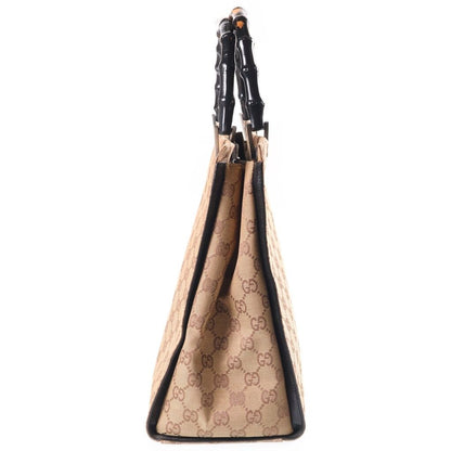 Gucci Bamboo Tote Back Handbag GG Canvas Brown — view 3