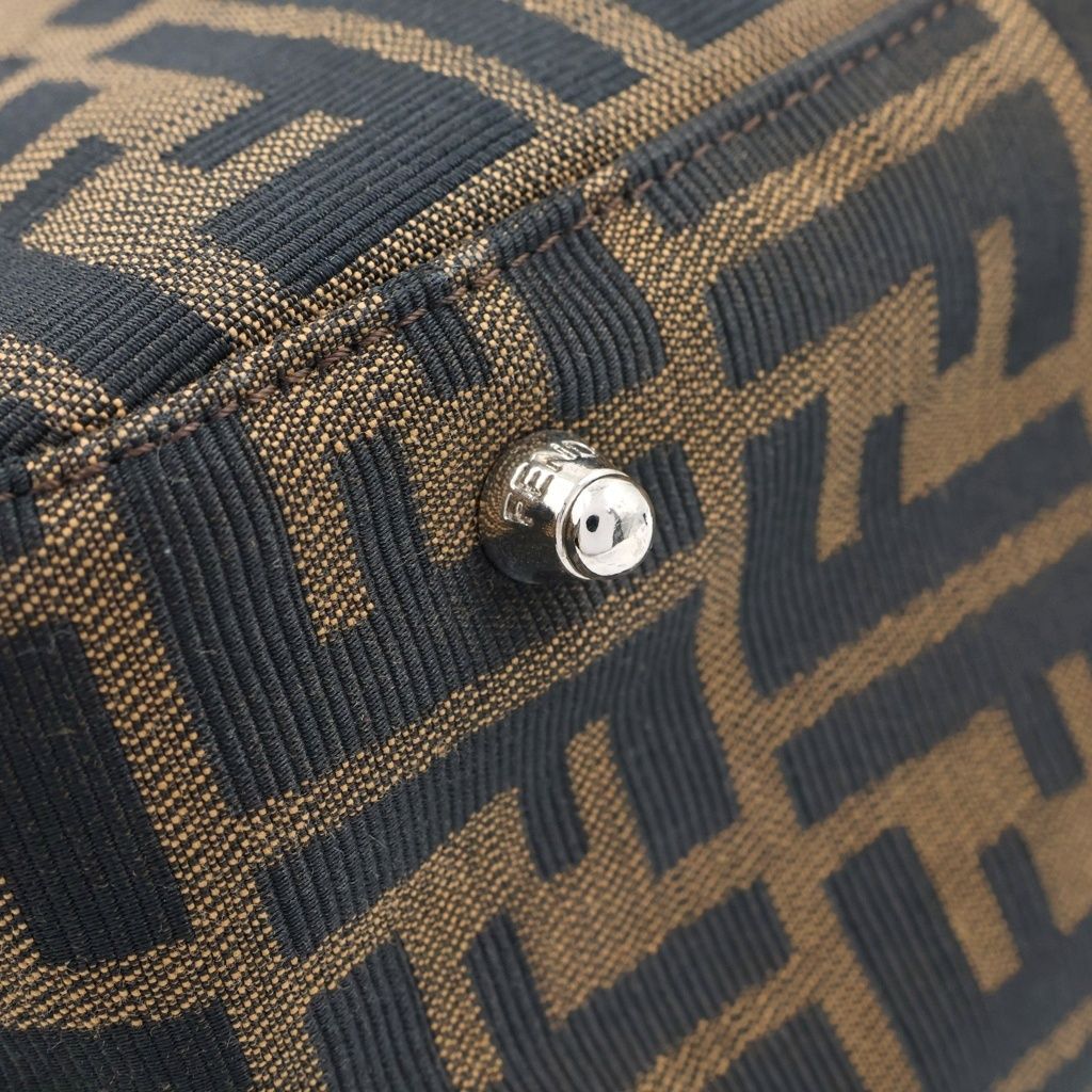 Fendi Zucca Canvas Leather Silver Tote Bag Brown — view 6