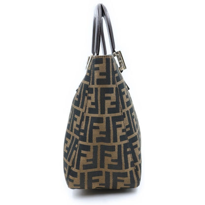 Fendi Zucca Canvas Leather Silver Tote Bag Brown — view 3