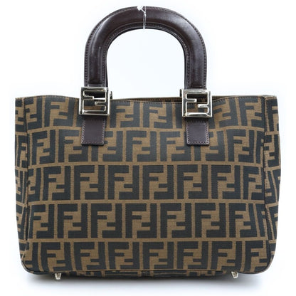 Fendi Zucca Canvas Leather Silver Tote Bag Brown — view 2