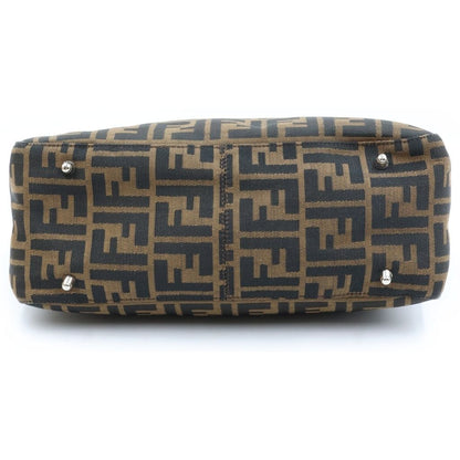 Fendi Zucca Canvas Leather Silver Tote Bag Brown — view 4