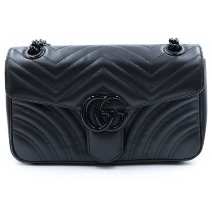 Gucci GG Marmont Quilted Leather Chain Shoulder Bag Black