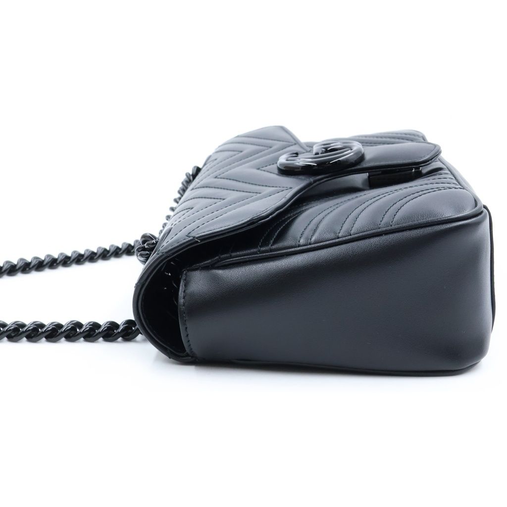Gucci GG Marmont Quilted Leather Chain Shoulder Bag Black — view 3