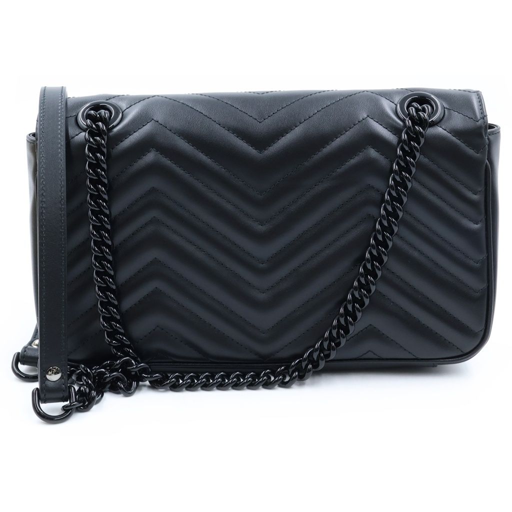 Gucci GG Marmont Quilted Leather Chain Shoulder Bag Black — view 2