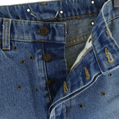 Saint Laurent Paris Studded Denim Short Indigo — view 7