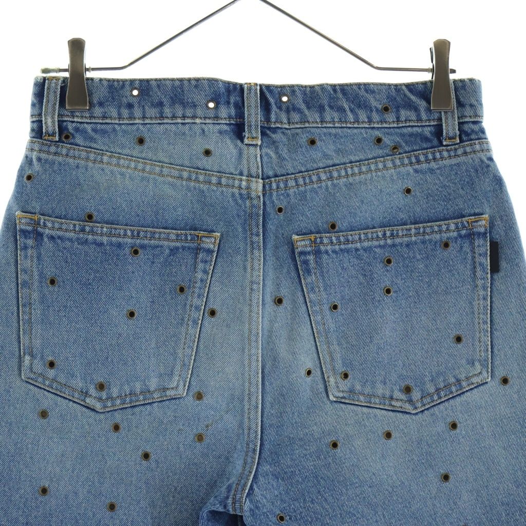 Saint Laurent Paris Studded Denim Short Indigo — view 4