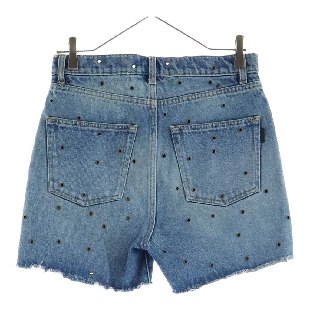 Saint Laurent Paris Studded Denim Short Indigo — view 2