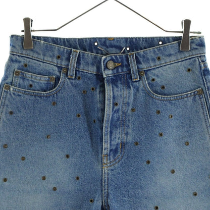 Saint Laurent Paris Studded Denim Short Indigo — view 3