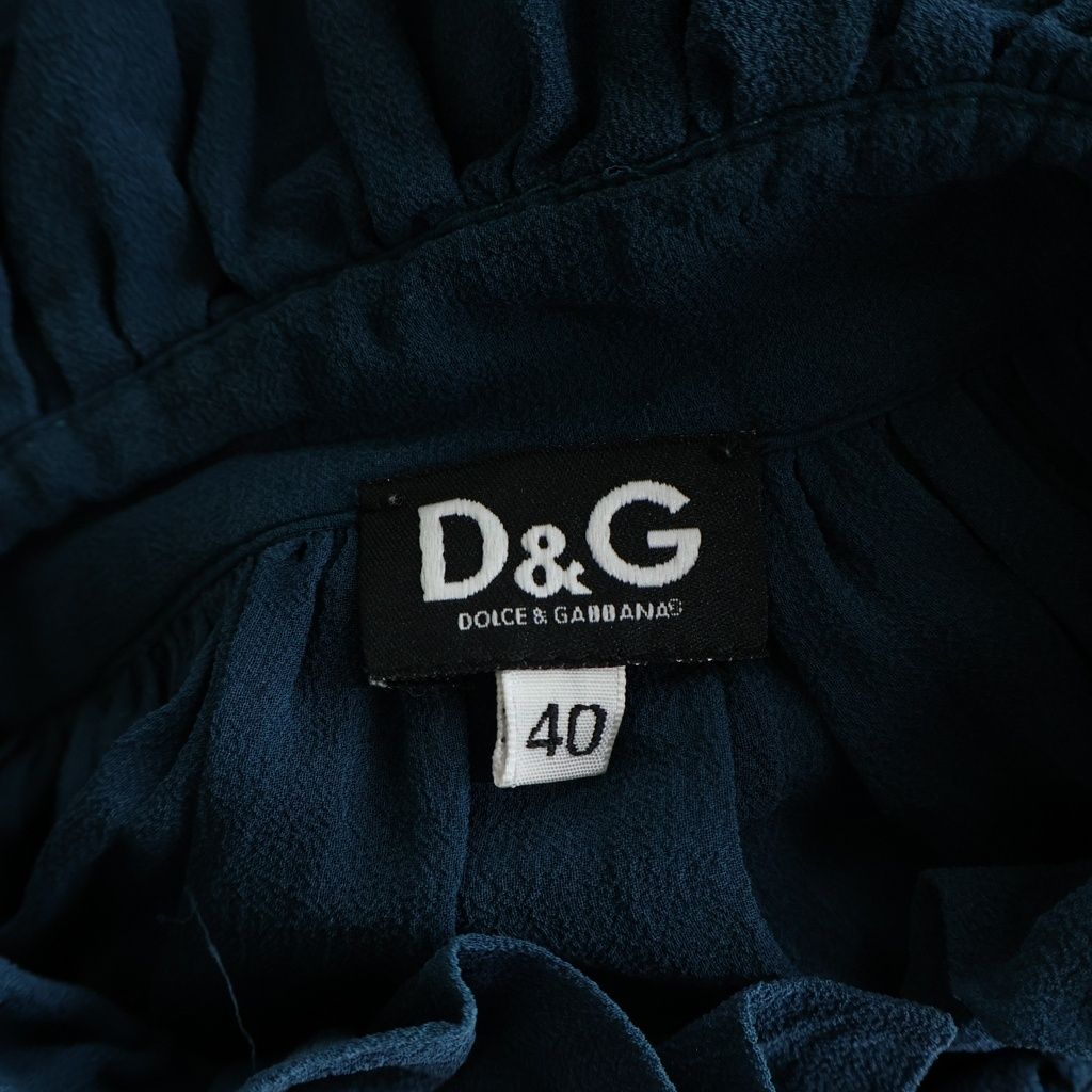 Dolce & Gabbana Frill Dress Chiffon Silk Blue — view 7