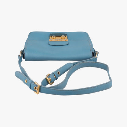Miu Miu Push Lock Flap Bag Blue Leather — view 8