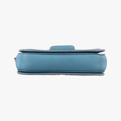 Miu Miu Push Lock Flap Bag Blue Leather — view 3