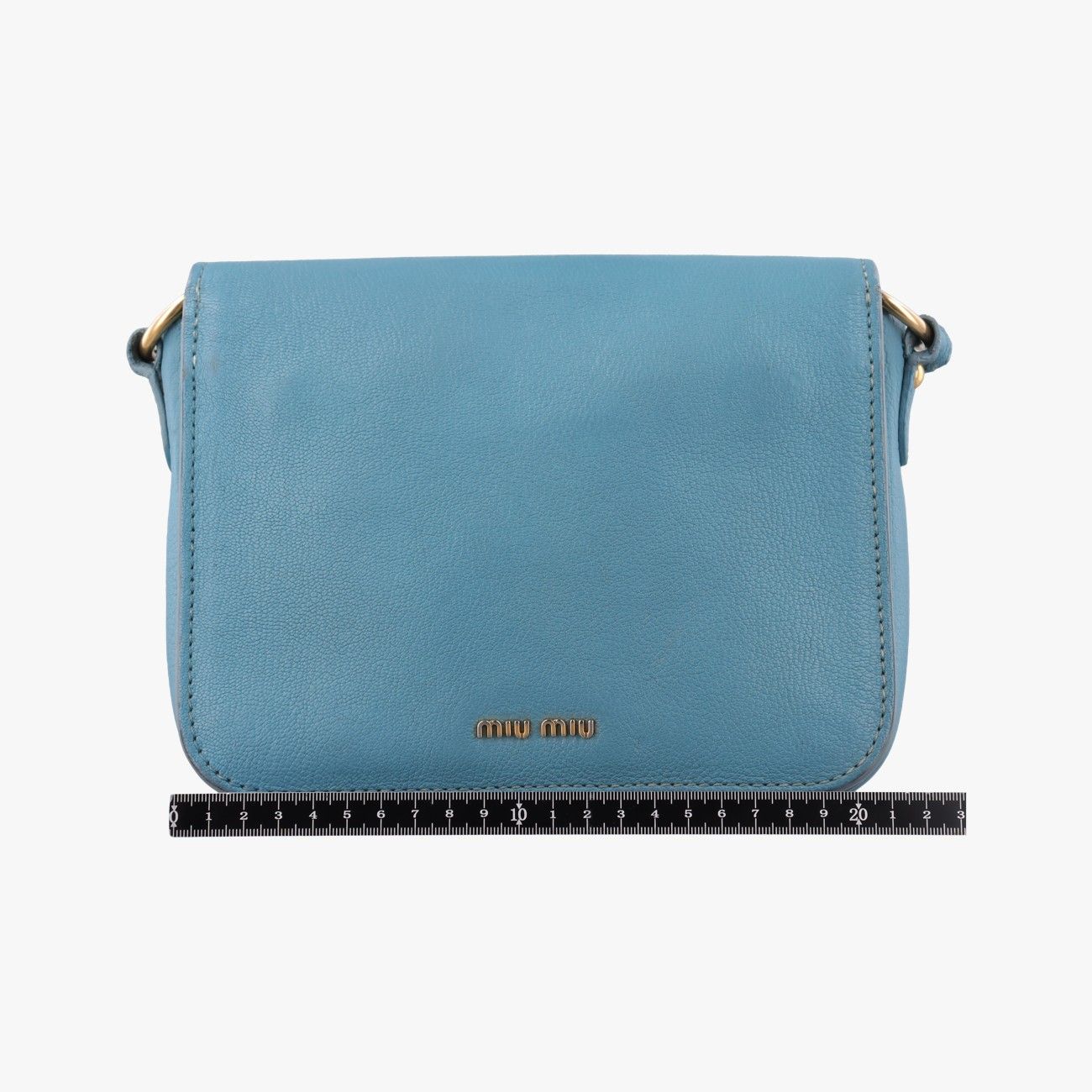 Miu Miu Push Lock Flap Bag Blue Leather — view 2