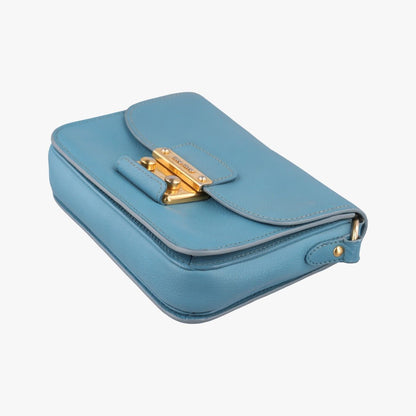 Miu Miu Push Lock Flap Bag Blue Leather — view 4