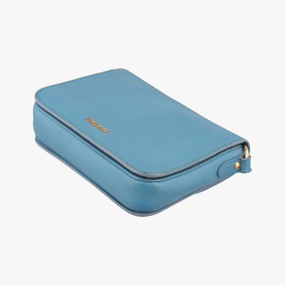 Miu Miu Push Lock Flap Bag Blue Leather — view 6