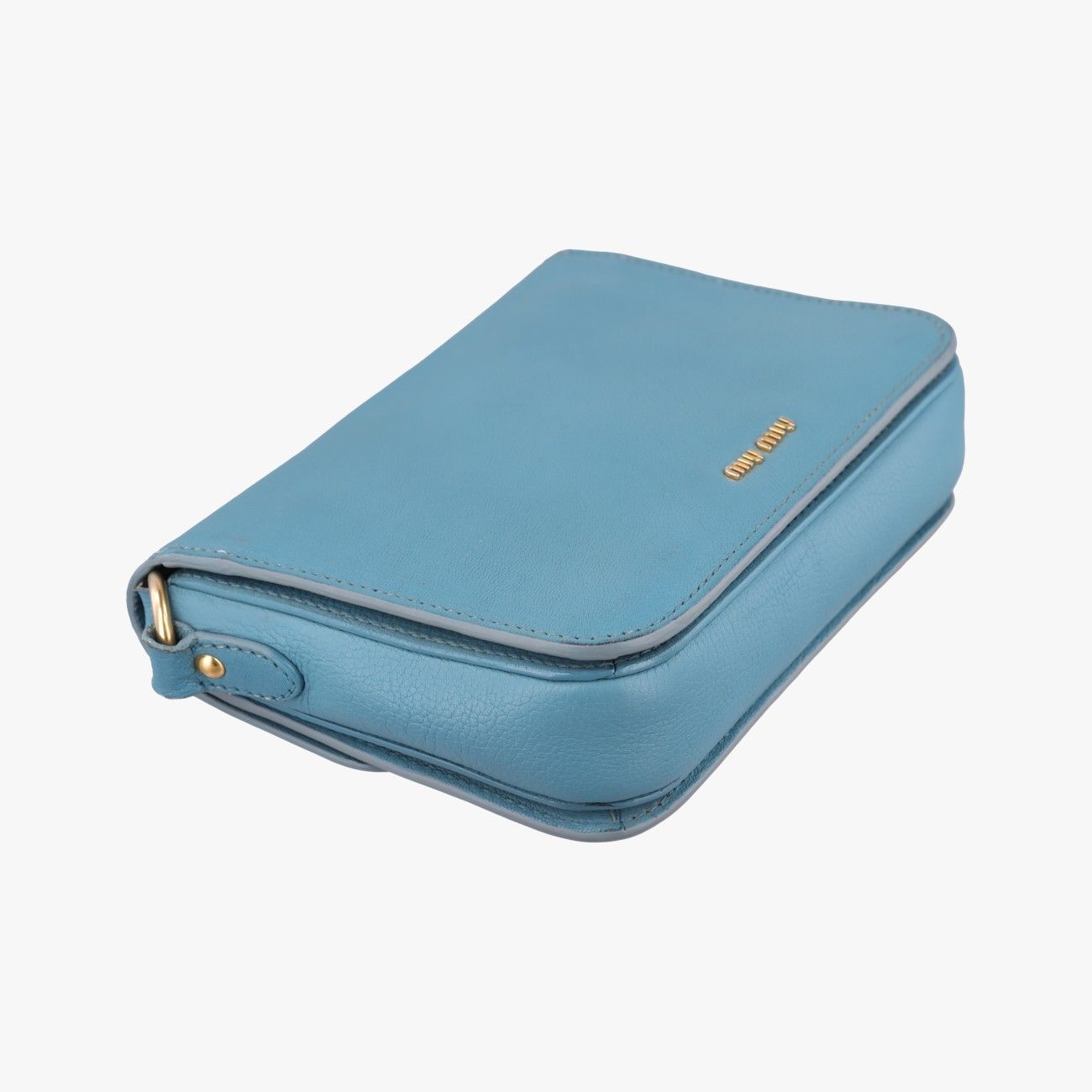 Miu Miu Push Lock Flap Bag Blue Leather — view 7