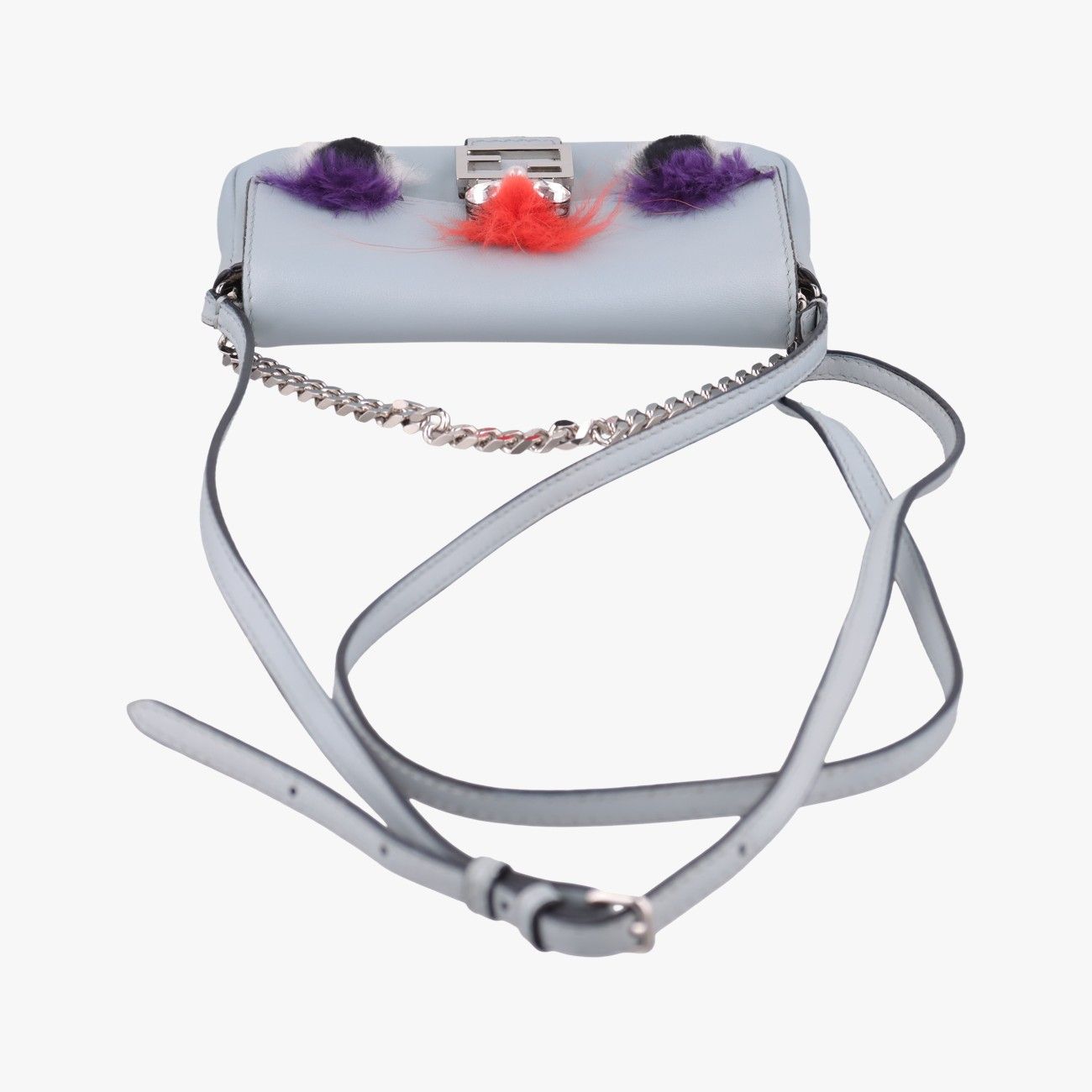 Fendi Monster Star Micro Bucket Gray Blue Leather — view 8