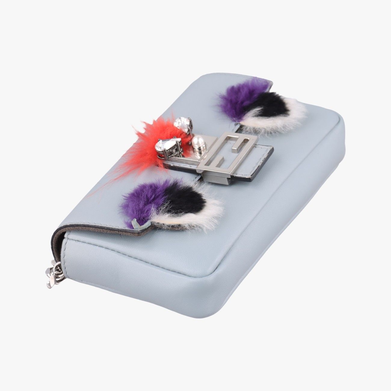 Fendi Monster Star Micro Bucket Gray Blue Leather — view 5