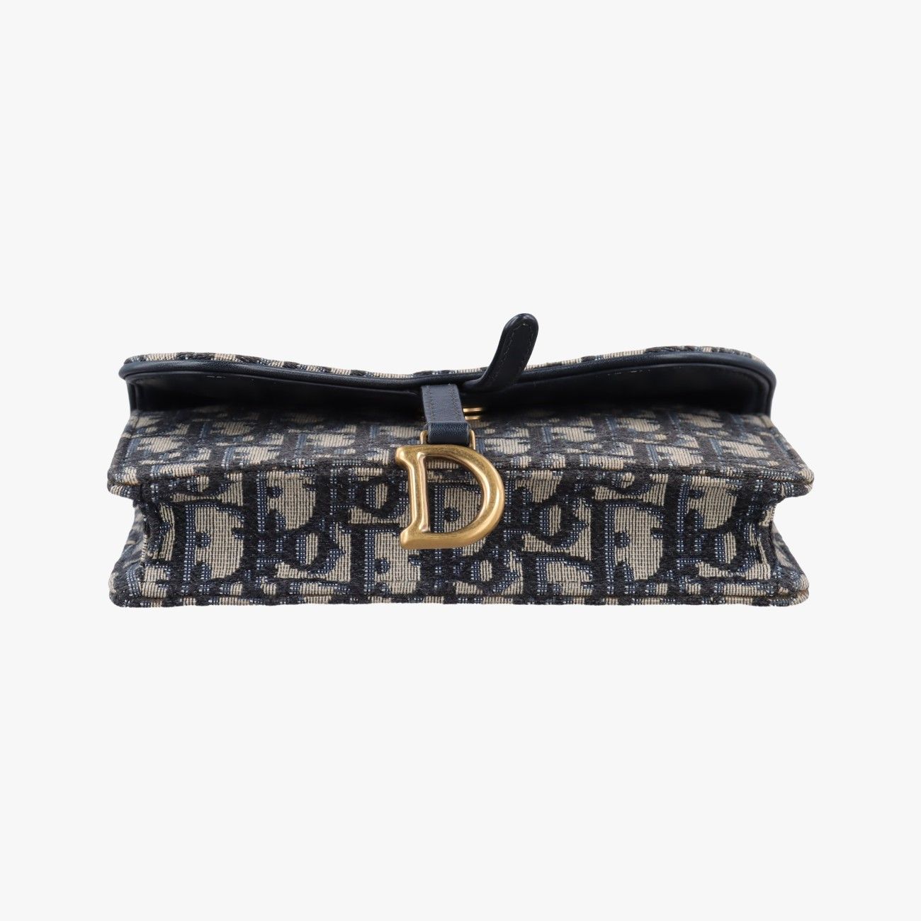Dior Saddle Gray Navy Black Jacquard Shoulder Bag — view 3