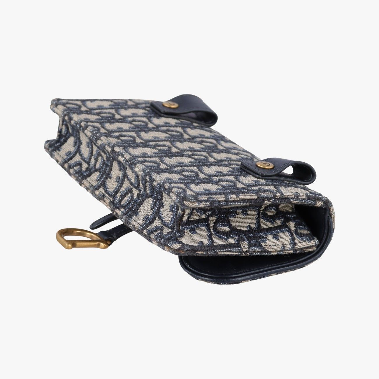 Dior Saddle Gray Navy Black Jacquard Shoulder Bag — view 6
