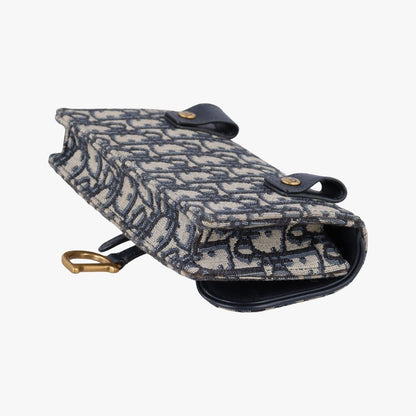 Dior Saddle Gray Navy Black Jacquard Shoulder Bag — view 6