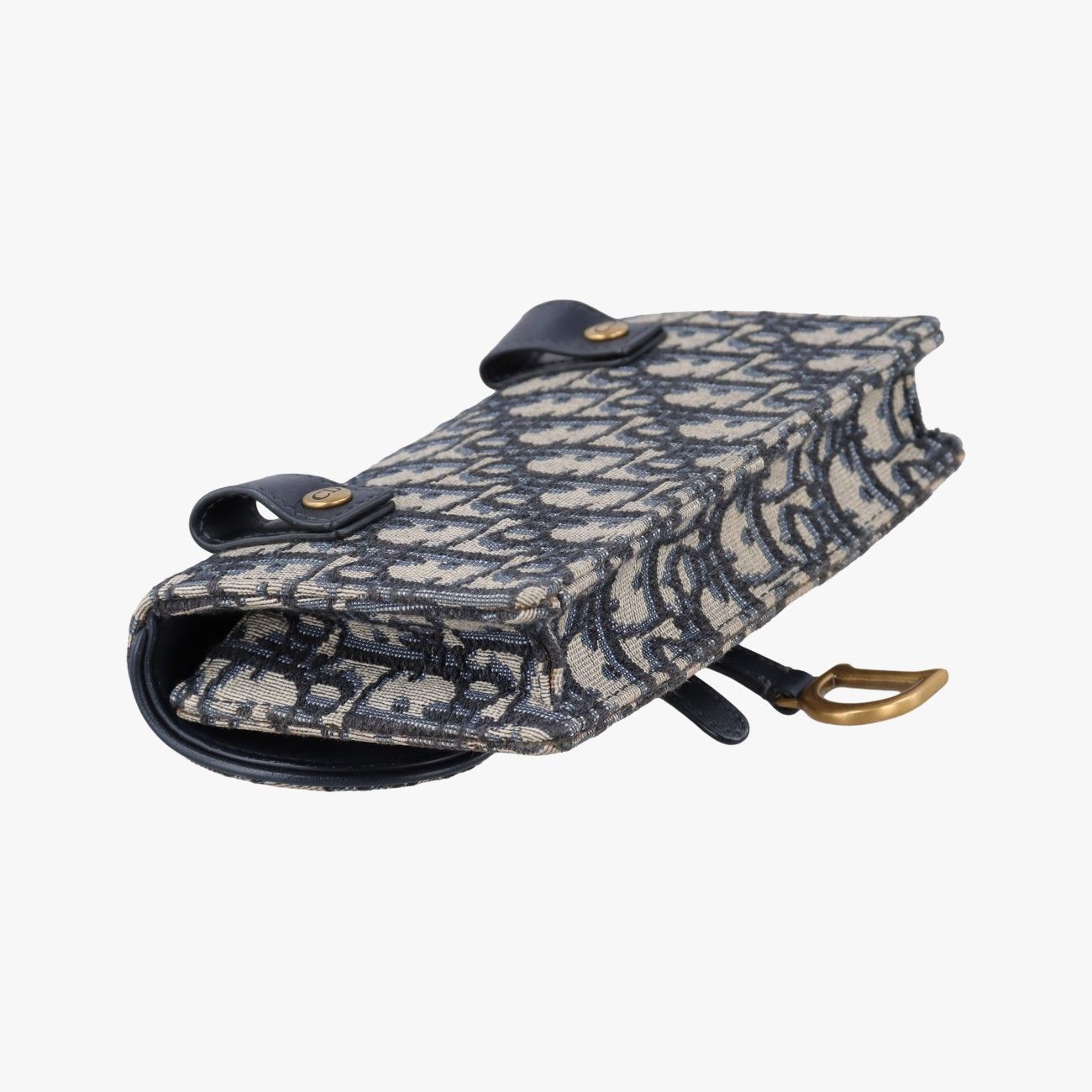 Dior Saddle Gray Navy Black Jacquard Shoulder Bag — view 7