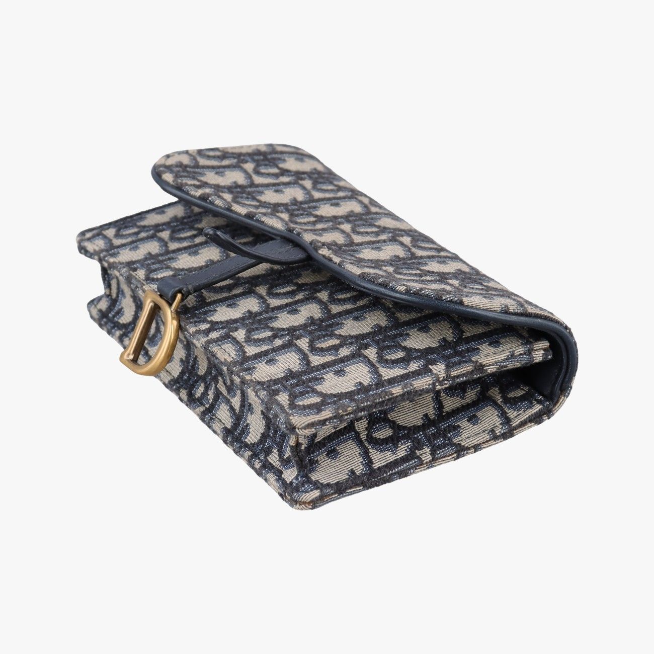 Dior Saddle Gray Navy Black Jacquard Shoulder Bag — view 4