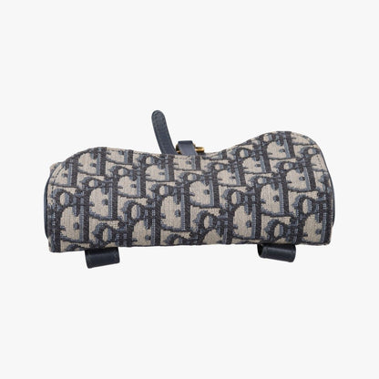 Dior Saddle Gray Navy Black Jacquard Shoulder Bag — view 8