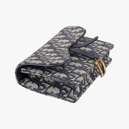 Dior Saddle Gray Navy Black Jacquard Shoulder Bag — view 5