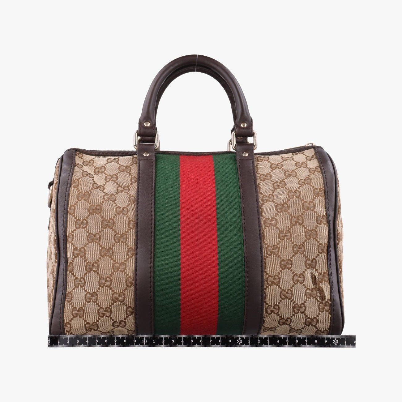 Gucci Sherry Line Brown Beige Red Green Canvas Leather — view 2