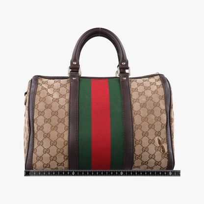 Gucci Sherry Line Brown Beige Red Green Canvas Leather — view 2