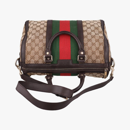 Gucci Sherry Line Brown Beige Red Green Canvas Leather — view 8