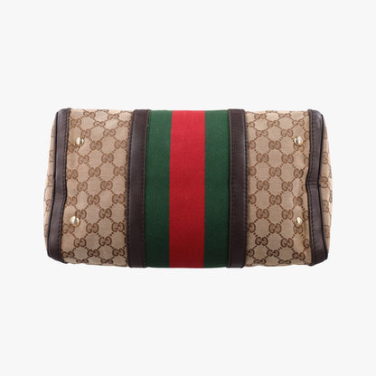 Gucci Sherry Line Brown Beige Red Green Canvas Leather — view 3