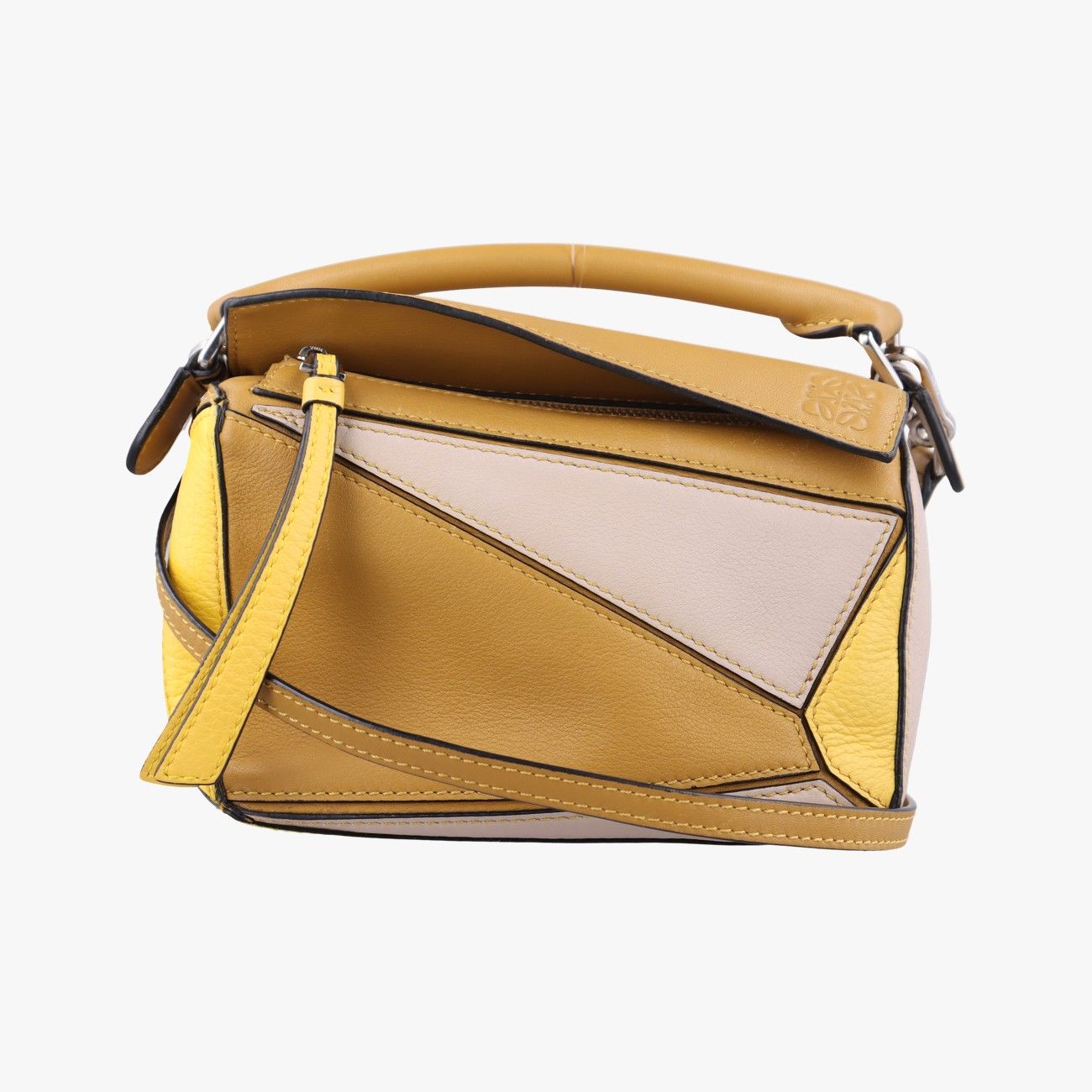 Loewe Puzzle Mini Beige Khaki Yellow Leather 06 Shoulder Bag