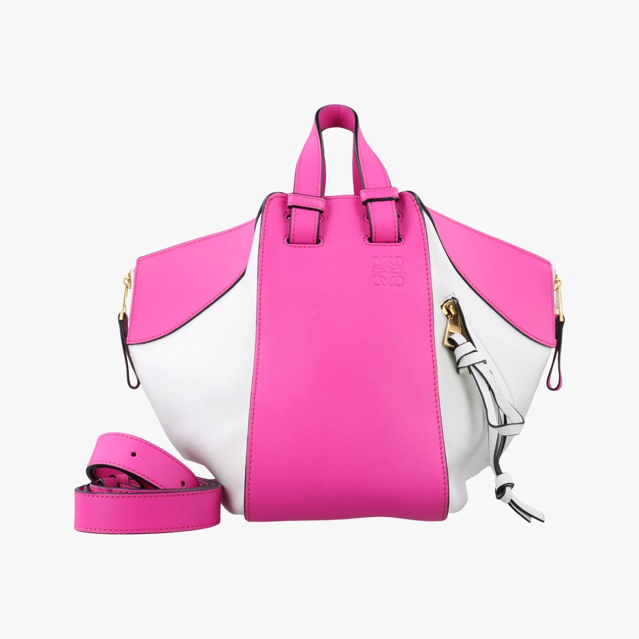 Loewe Hammock Rose Red White Leather 05 Shoulder Bag