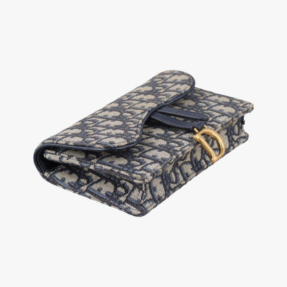 Dior Saddle Navy Gray Jacquard Shoulder Bag — view 5