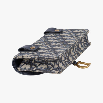 Dior Saddle Navy Gray Jacquard Shoulder Bag — view 7