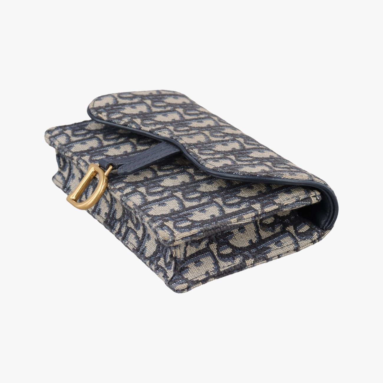 Dior Saddle Navy Gray Jacquard Shoulder Bag — view 4