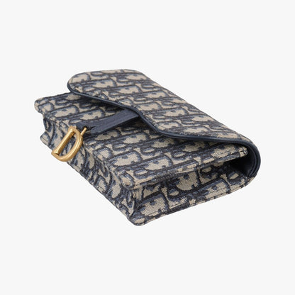 Dior Saddle Navy Gray Jacquard Shoulder Bag — view 4