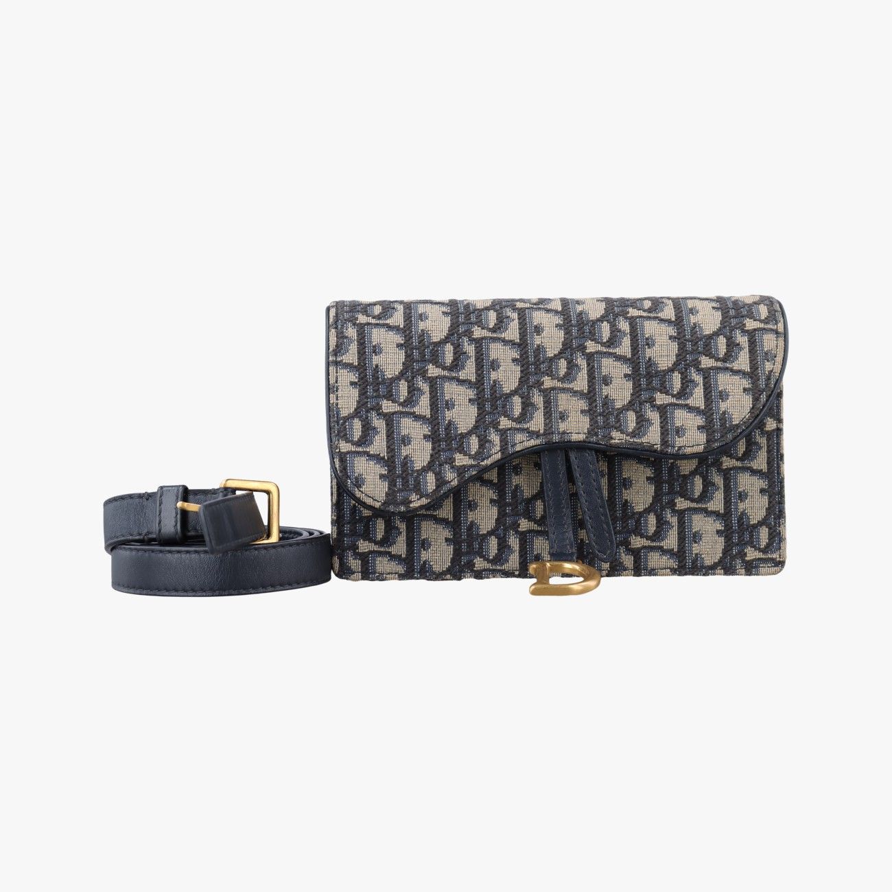 Dior Saddle Navy Gray Jacquard Shoulder Bag
