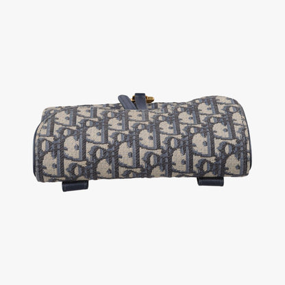 Dior Saddle Navy Gray Jacquard Shoulder Bag — view 8