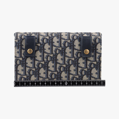 Dior Saddle Navy Gray Jacquard Shoulder Bag — view 2